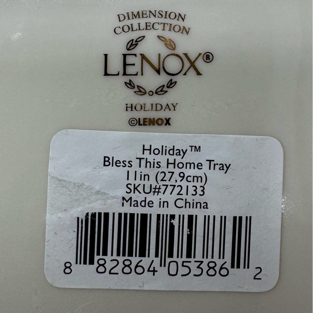 Lenox Porcelain Holiday “Bless This Home” 11” Tray Dimension Collection - Picture 6 of 6